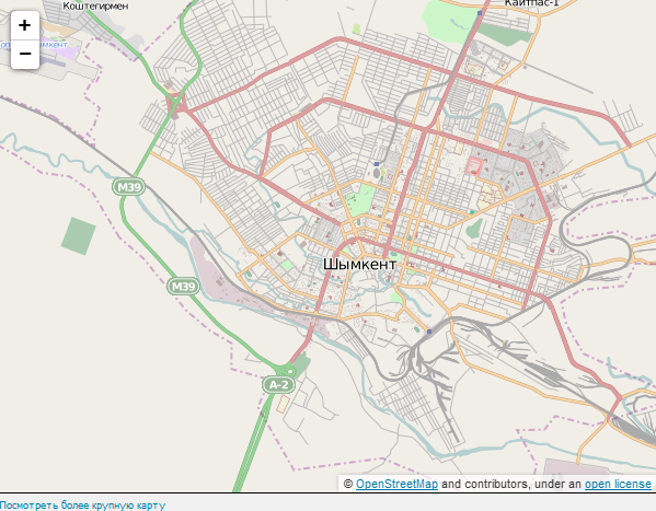 Online карта Шымкента от OpenStreetMap